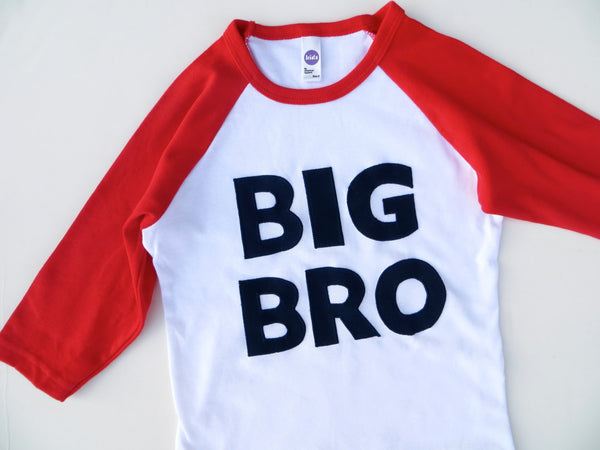 Baseball Raglan Big Bro to match a Lil Sis or Bro Shirt for a Sibling Set
