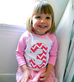 Giant Number First Birthday Shirt- Fuchsia Chevron Pink Any Birthday T Shirt for Girl