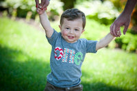Boys birthday shirt 1st outfit one yea old 1 tshirt party favors cake red chevron, pez and green circles for boys 1st Birthday Shirt