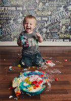 Cake Smash birthday shirt Chalkboard one lowercase birthday outfit red chevron pez green circles boys 1st Birthday Shirt yellow aqua blue