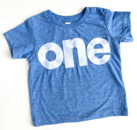 Fan Photo --- one for 1st Birthday Number for any Birthday -  white on athletic blue