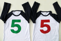 5 year old, navy white sports raglan, 5th Birthday outfit, 1 2 3 4 5 6 7 8 9, blue birthday shirt, red, green, boys five shirt