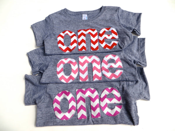 one for 1st Birthday Pink, Fuchsia or Red Chevron Number for Birthday -  Pick a chevron color Birthday Shirt