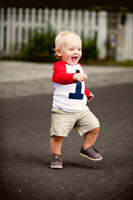 My First Birthday shirt Red and White Raglan Shirt- Raglan 1st Birthday Shirt Boys one cake smash one year old navy blue 1 birthday sports