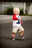 My First Birthday shirt Red and White Raglan Shirt- Raglan 1st Birthday Shirt Boys one cake smash one year old navy blue 1 birthday sports