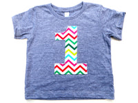 Any number Multi color Chevron 1 on 12/18 months Birthday Shirt short sleeve triblend grey first 1st birthay