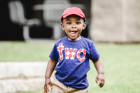 Indigo and Red Argyle Birthday Shirt- Boys 2nd two Indigo Birthday T Shirt