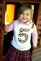 Brown Cow -Farm Tractor Shirt Birthday Pink and White Raglan Number or Any Birthday Number on Birthday Shirt