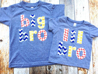 Triblend Grey Big Sis to Be or Little Sister Birth Announcement Shirt lil bro chevron dot primary colors