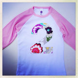 Girls 2nd two Birthday shirt two year old Modern Flower 2 Girls Pink and White Raglan Number Birthday Shirt party supplies cake invitations