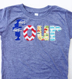 four 4 years old 4th Birthday Shirt shirt red chevron, royal blue retro cars, yellow aqua cars for boys grey Birthday Shirt primary colors