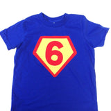 Superhero Birthday Shirt, Number 4, 4th birthday, superman Children Costume, super hero cape, action hero, shield, red yellow blue cake