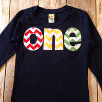 Balloons birthday shirt one 1st Birthday Shirt kids fall outfit primary colors chevron Boy Party red blue yellow green navy balls hot air