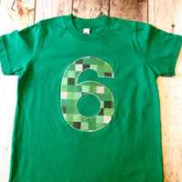 Be mine tnt ANY NUMBER green 8 pixel video game craft fair Birthday Shirt older kids 7th 8th 9th birthday boy tnt water land hacks 6 7 8 9
