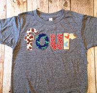 Farm Birthday Shirt- Boys 4th four  Indigo Birthday T Shirt - Tractors and Animals Cow Sheep Pig Chicken Rooster 4 year old