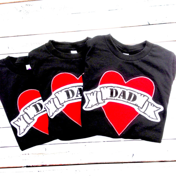 Black Tattoo Heart outfit, Valentine's Day Fathers Day Heart shirt, Dad LOVE, daddy gift, Father's Day
