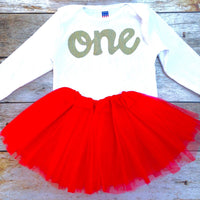 Gold Headband heart flowers Love  red tutu Leg Warmers, long sleeve gold glitter one onesie- red headband- girls 1st Birthday outfit- girls first birthday