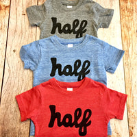 half 6 month old milestone birthday shirt, mint, grey, red,  party 1 year old baby infant gift- not stickers